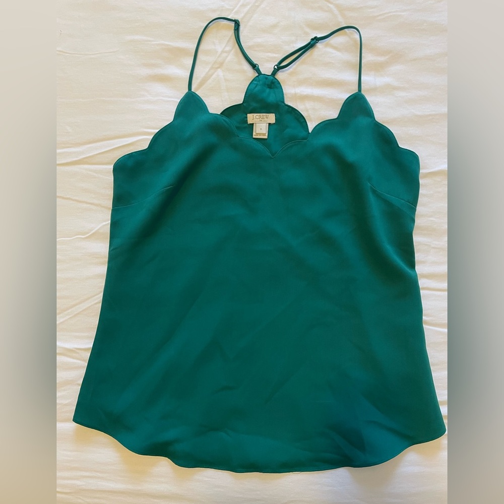 JCrew Green Scalloped Camisole